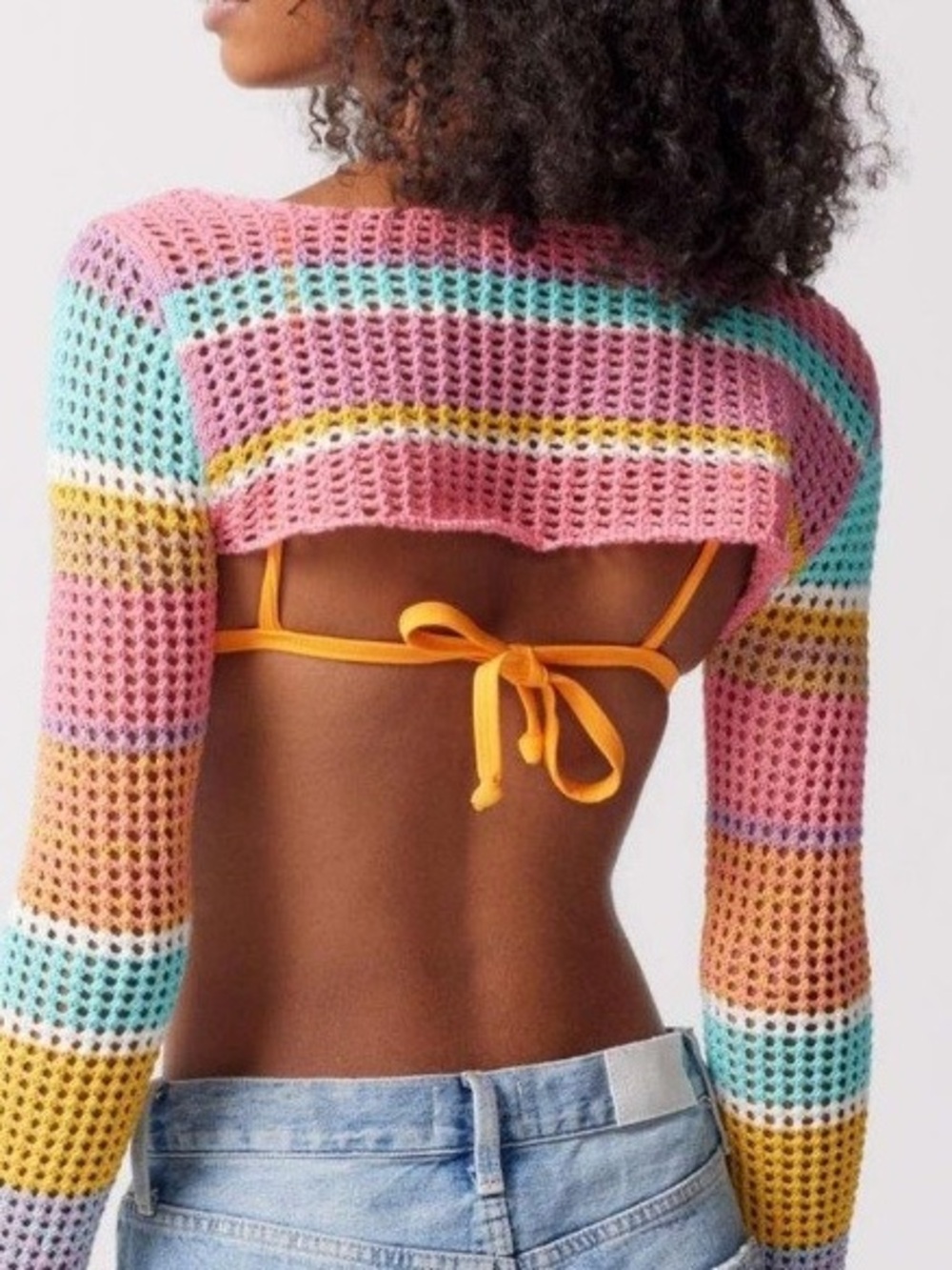 Urban Outfitters Pastel Striped Crochet Shrug - Picture 2 of 7